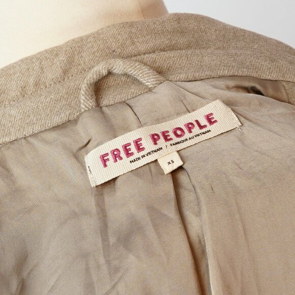 Free People Hannah Slouchy Beige Oversize Blazer Coat - Size XS - Picture 5 of 7